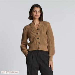 The Texture Cotton Cardigan - Cappuccino